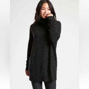 Athleta | Cashmere Wool Bayshore Black Speckled Turtleneck Tunic Sweater